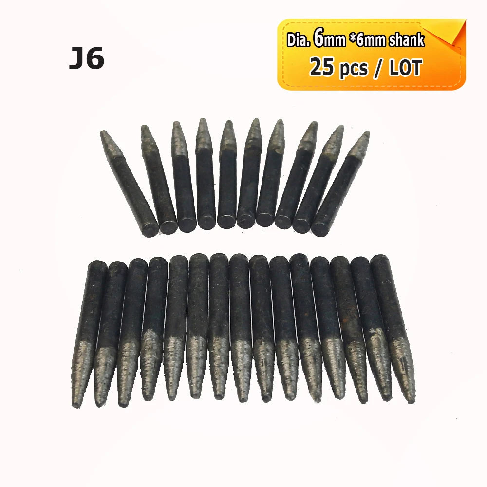 Sintered Diamond Grinding Heads 6mm Shank Mounted Bits for Stone Lettering Engraving Carving Cutting Polishing