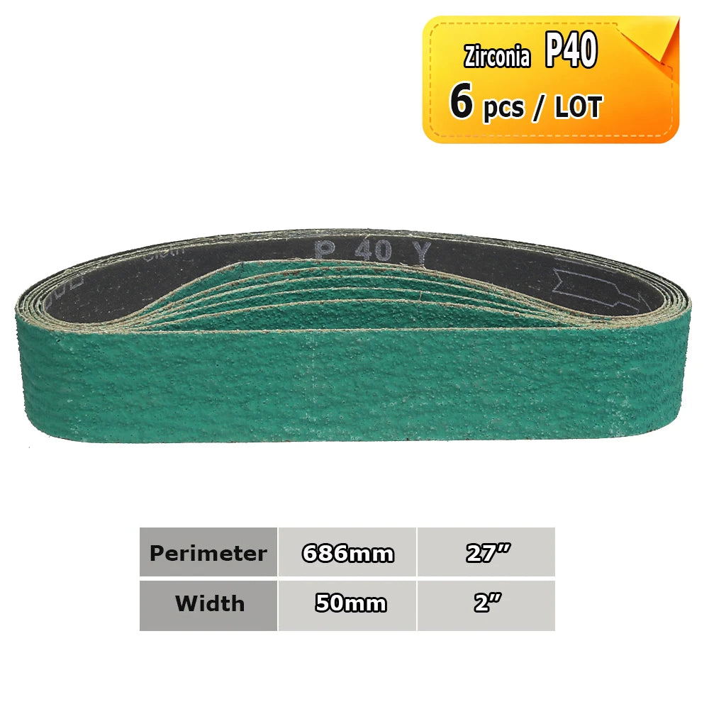Sanding Belts 50x686mm 2"x27" Zirconia Ceramic AO Abrasive Bands P36-P1500 for Knife Stainless Grinding Woodworking Polishing