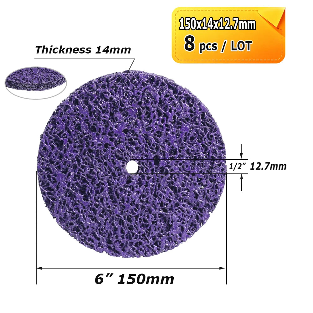 150mm/200mm Purple SiC Nylon Fiber Grinding Discs Poly Strip P46 Abrasive Wheel for Metal Stone Wood Surface Finish