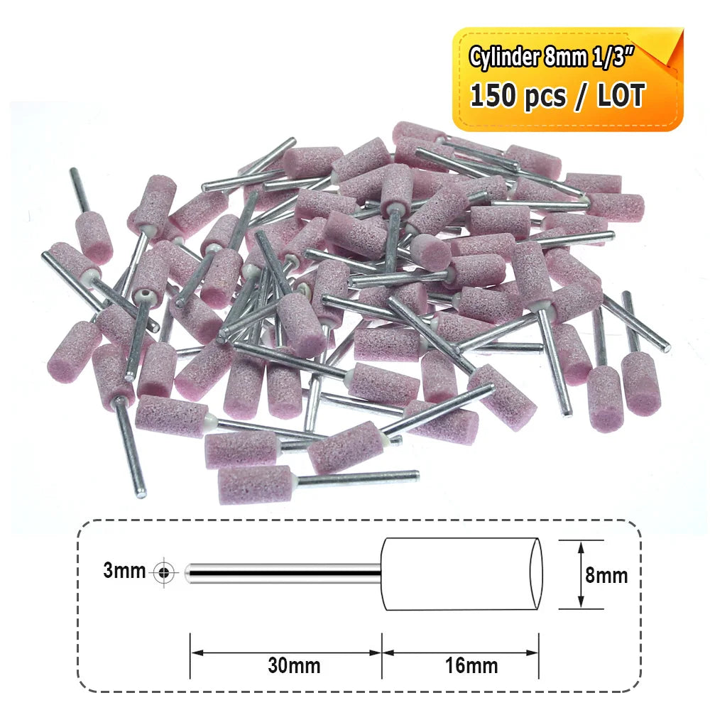 Dia. 4mm-12mm Red Corundum Grinding Stone Heads 3mm Shank Mounted Abrasive Wheel Metal Deburring Mould Polishing Dressing
