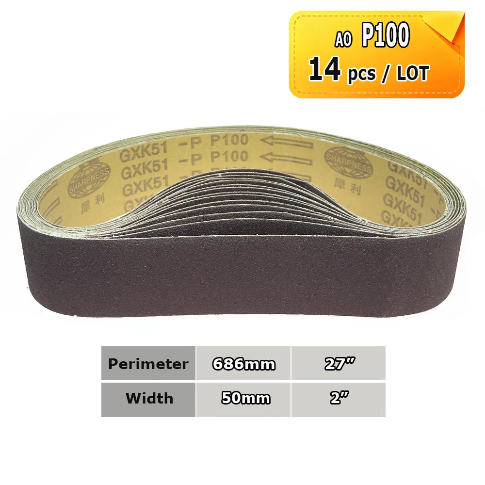 Sanding Belts 50x686mm 2"x27" Zirconia Ceramic AO Abrasive Bands P36-P1500 for Knife Stainless Grinding Woodworking Polishing