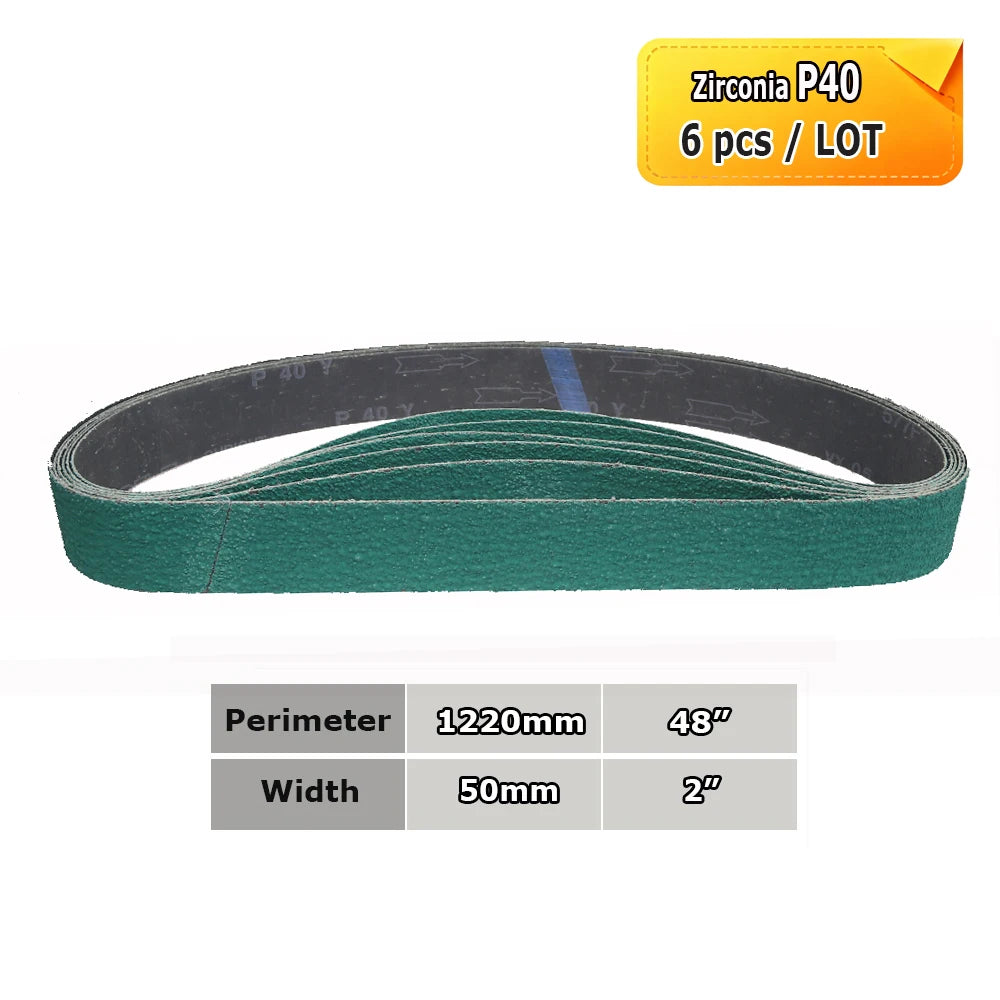 1220x50mm Abrasive Sanding Belts 2x48", Ceramic, Zirconia, Aluminum Oxide for Metal Wood Grinding Polishing