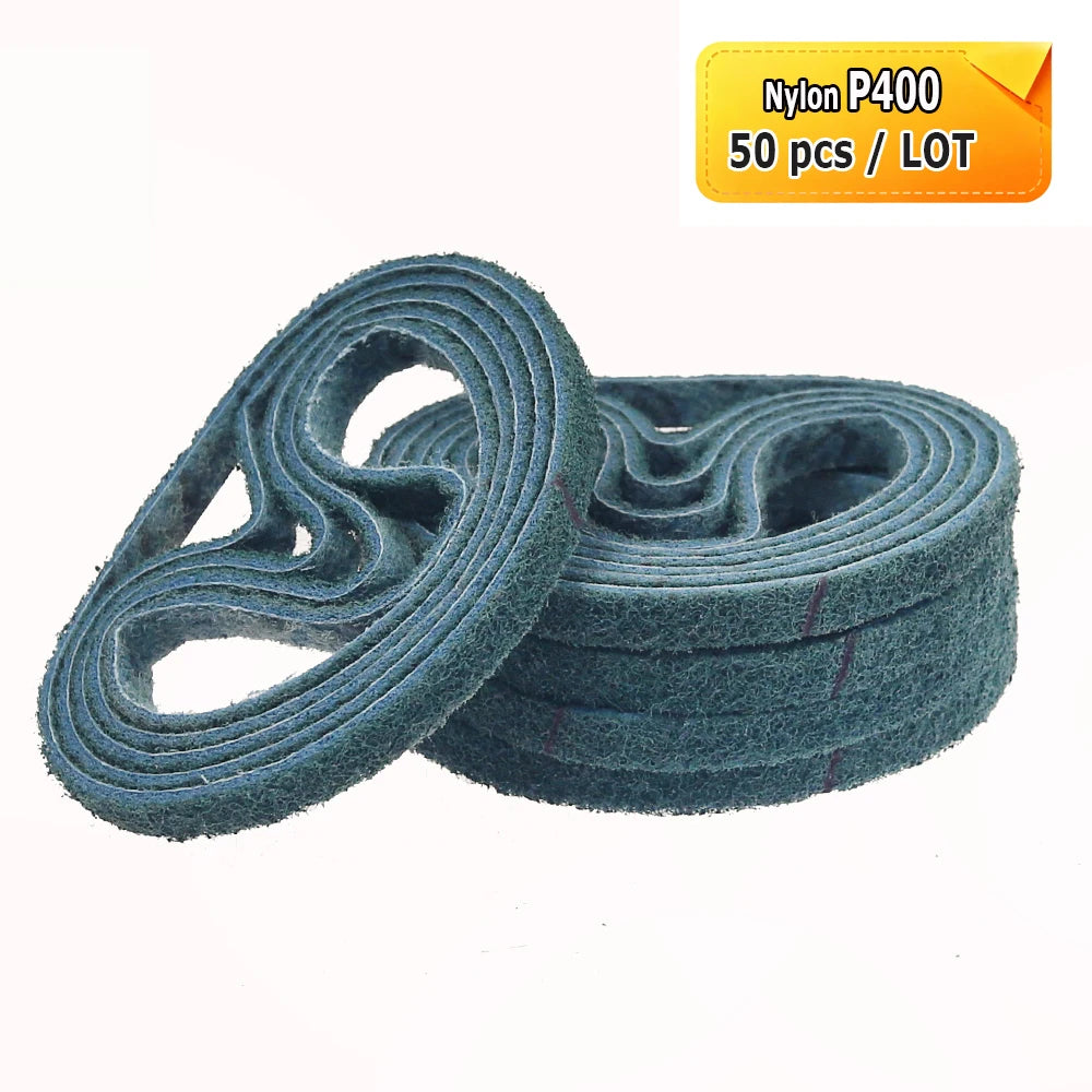330x10mm Sanding Bands Belts Mini Portable Belt Sander Grinder Accessories AO ZA Non-woven Nylon for Metal Wood Polishing
