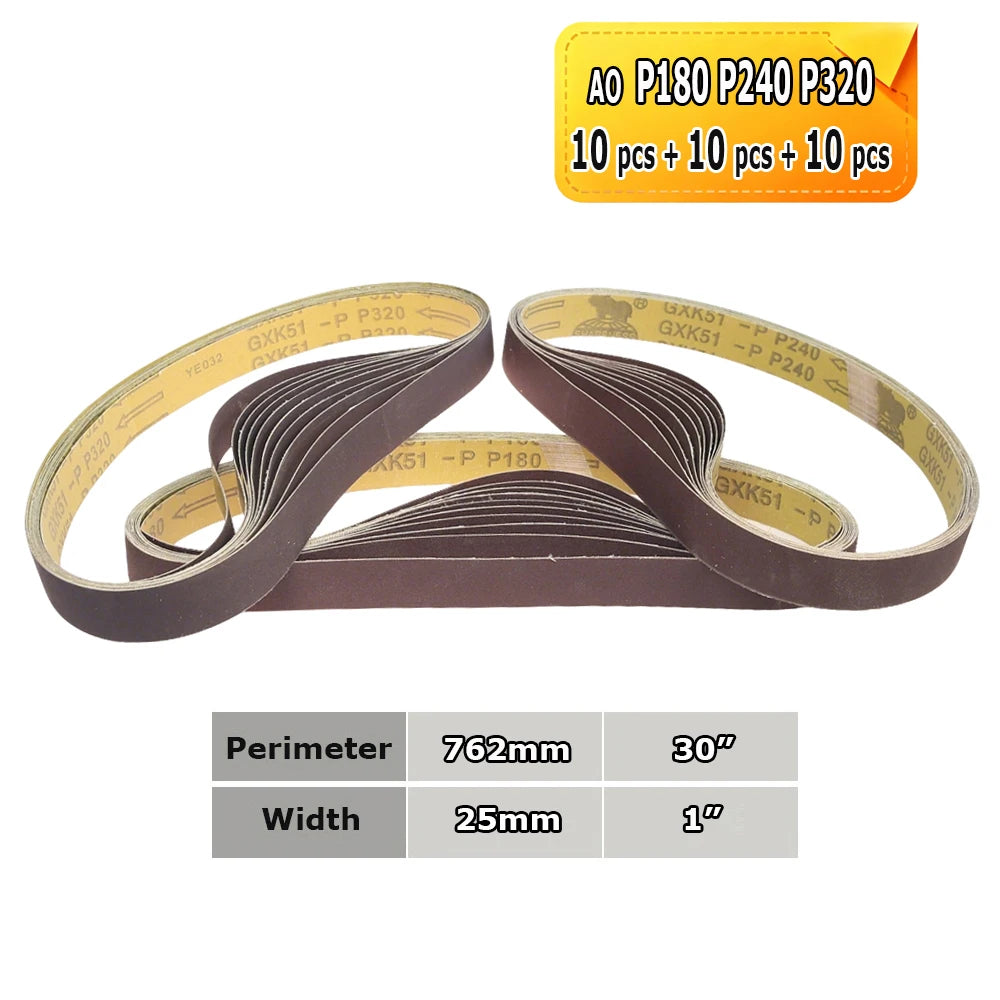 762x25mm Abrasive Sanding Belts 1x30 inch Belt Sander Bands Ceramic P36 - AO P1500, A3 - A65, Zirconia, Non-woven, Felt
