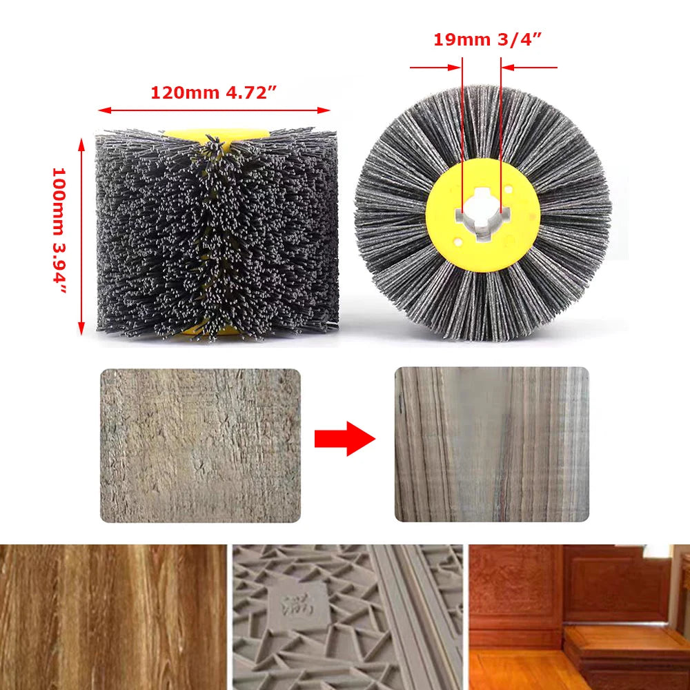 120x100x19mm Woodworking Drum Grinding Polishing Waxing Wheels - Abrasive Wire, Sand cloth Strips, Steel Wire, Horsehair, Sisal