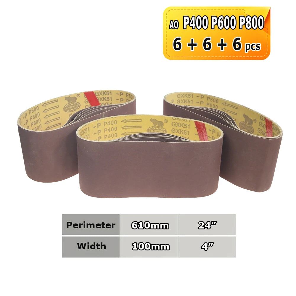 610x100mm Sanding Belts Zirconia Ceramic Aluminum Oxide Abrasive Bands 24"x3.9" for Knife Steel Wood Grinding Polishing