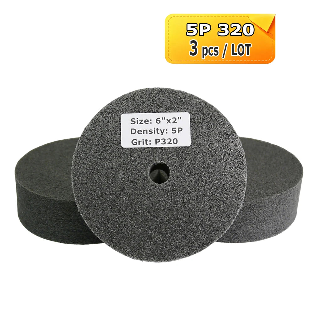 6 Inch Nylon Polishing Wheel 150x50mm Non-Woven Abrasive Buffing Pad for Metal Stainless Steel Aluminum Surface Finishing