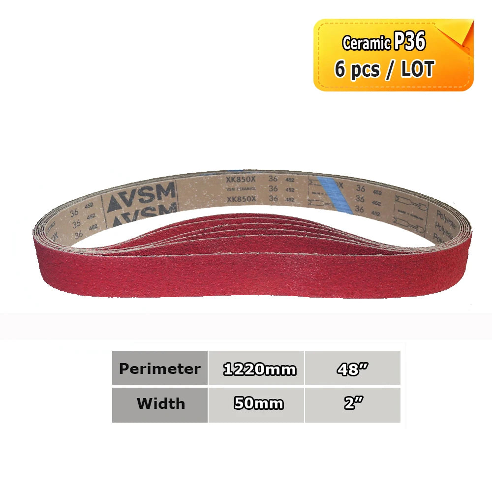1220x50mm Abrasive Sanding Belts 2x48", Ceramic, Zirconia, Aluminum Oxide for Metal Wood Grinding Polishing