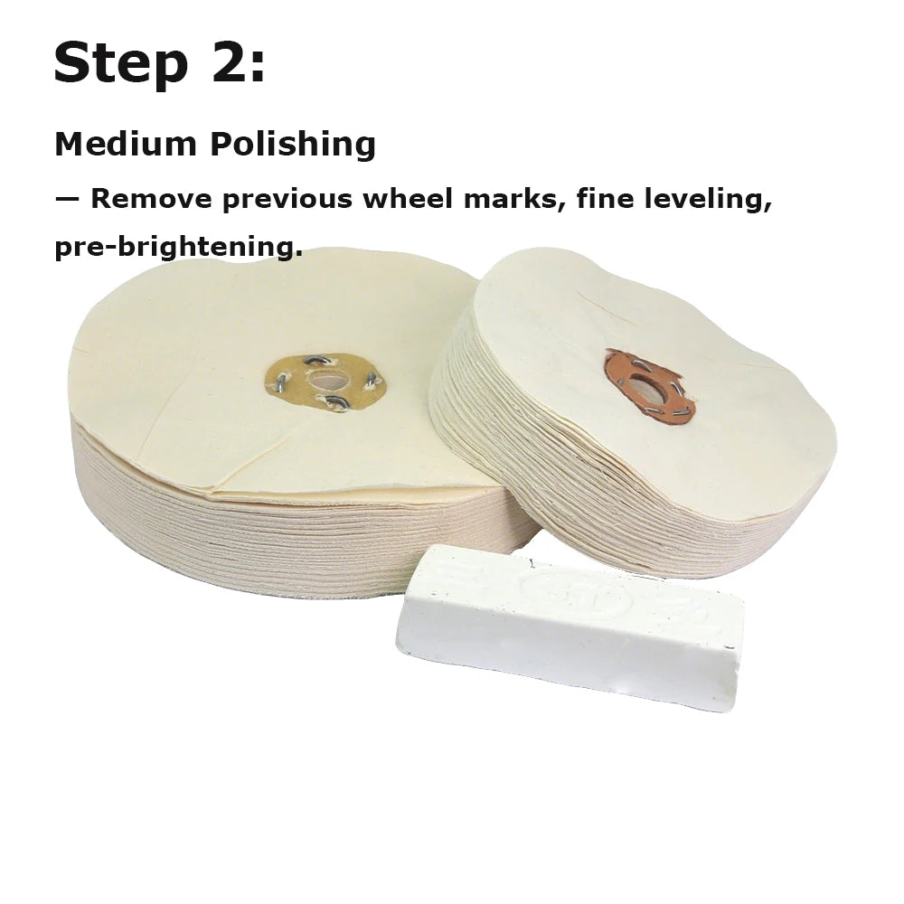 3 pieces Polishing Buffing Wheel Set - Stitched Wheel / Loose Cotton Wheel / Wool Felt Wheel / Wax Metal Mirror Finish Tool