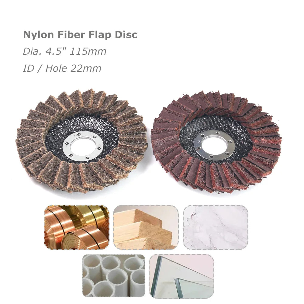 4.5" 115mm Angle Grinder Flap Grinding Discs Abrasive Wheels Non-woven, Nylon Fiber, Zirconia, Felt, Poly Strip