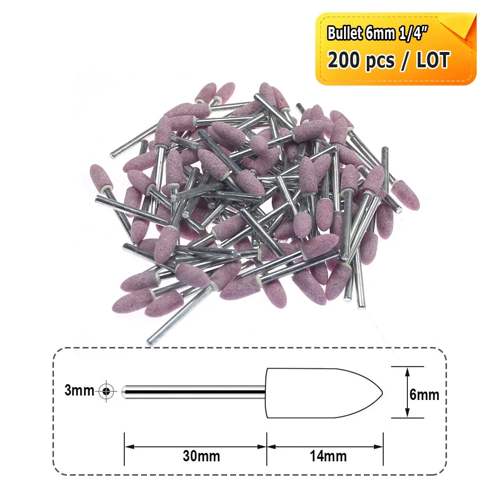 Dia. 4mm-12mm Red Corundum Grinding Stone Heads 3mm Shank Mounted Abrasive Wheel Metal Deburring Mould Polishing Dressing