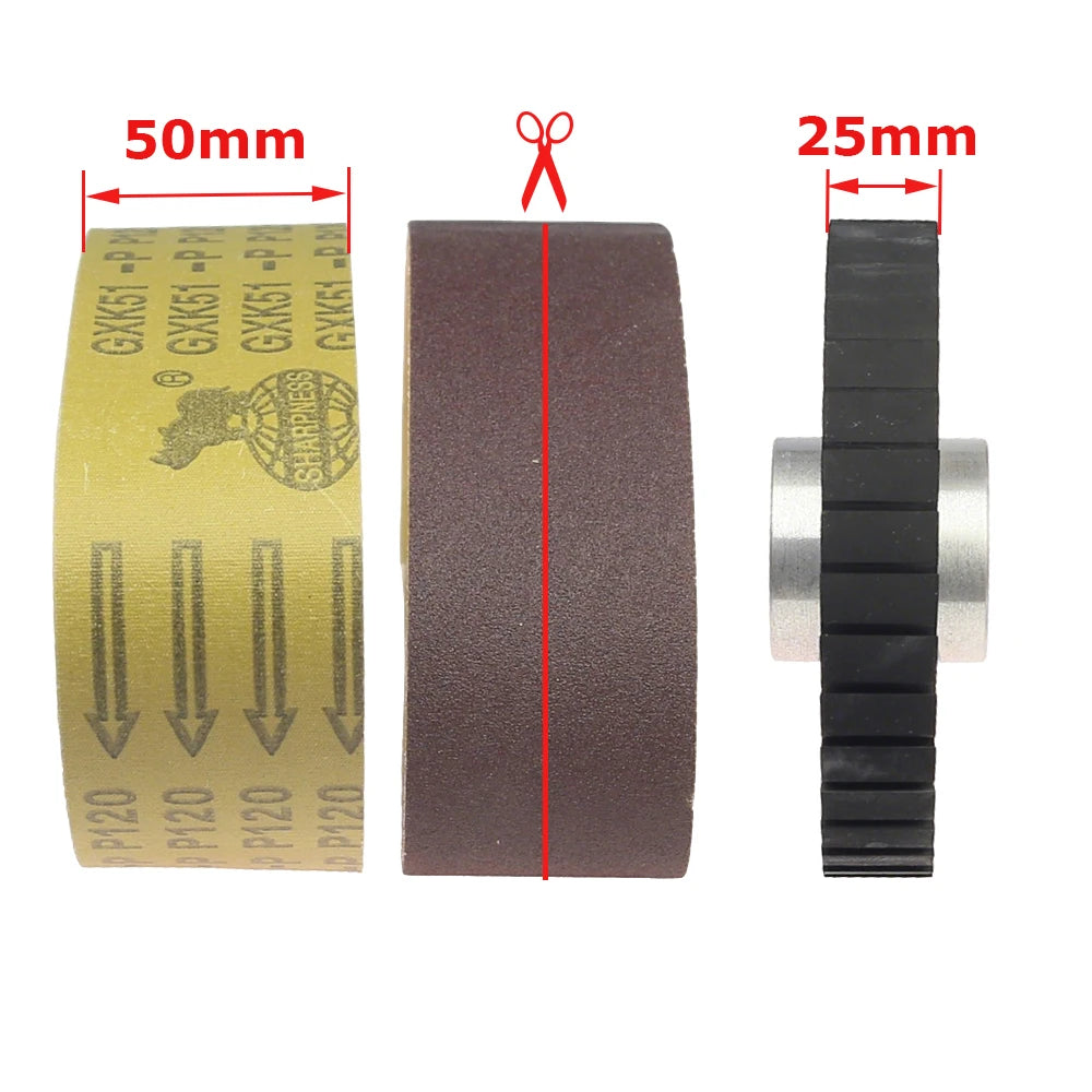 6“ 150x50mm/25mm Expander Wheel Rubber Polishing Wheel with 473x50mm Sanding Sleeves P40-P800 for Metal Grinding Woodworking