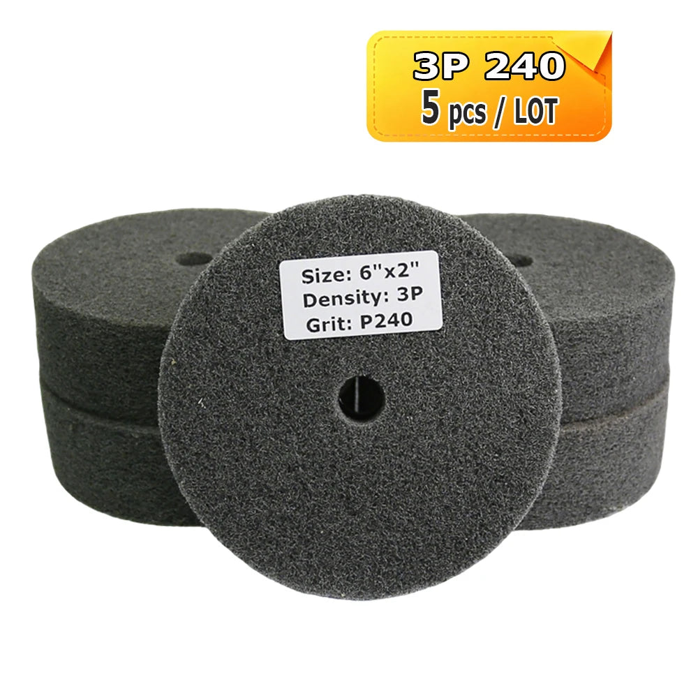 6 Inch Nylon Polishing Wheel 150x50mm Non-Woven Abrasive Buffing Pad for Metal Stainless Steel Aluminum Surface Finishing