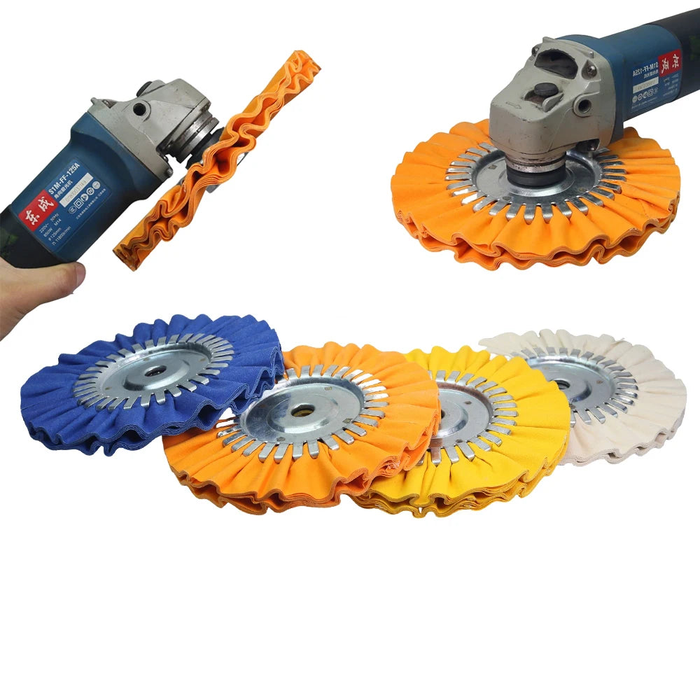 8" Airway Cotton Polishing Wheels 4 in 1 Set Angle Grinder Buffing Wheels for Stainless Steel Aluminum Alloy