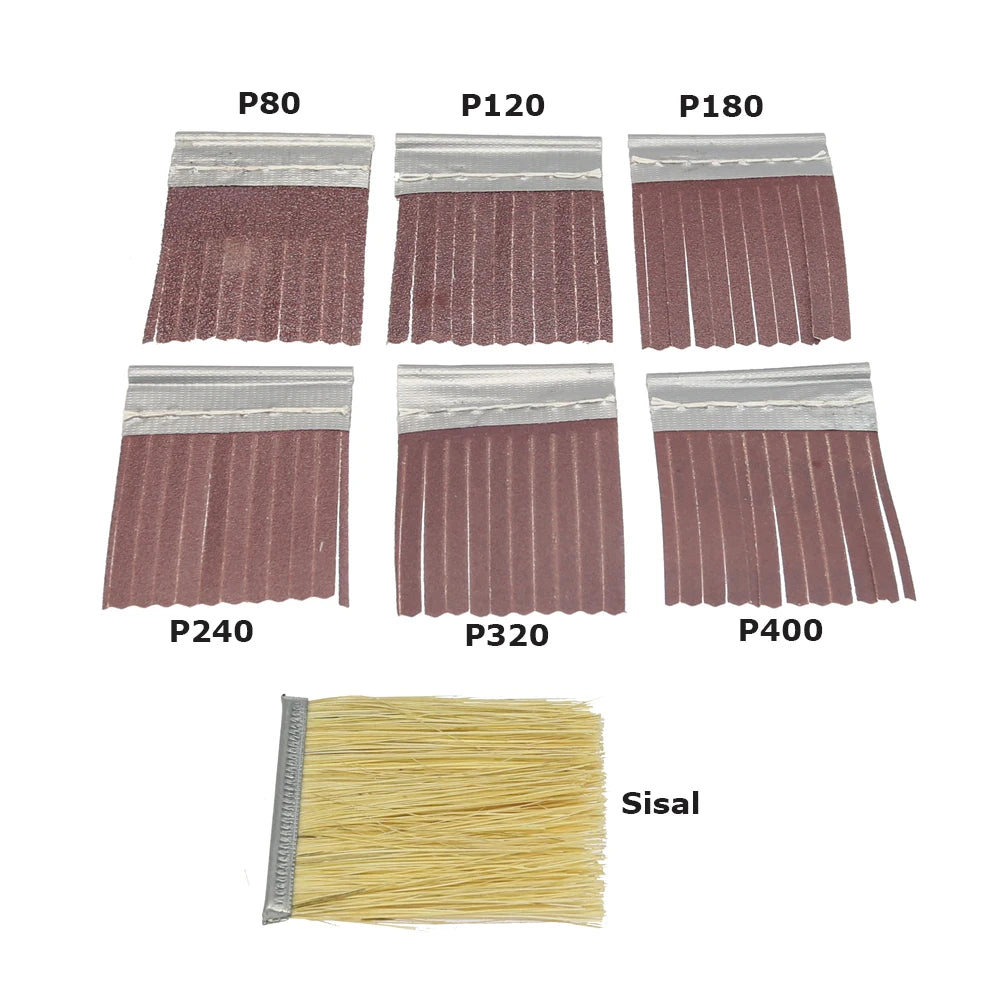 7" 180mm M16 Woodworking Polishing Wheel for Door Cabinet Panel, Sisal Sand Cloth Strips Brushes