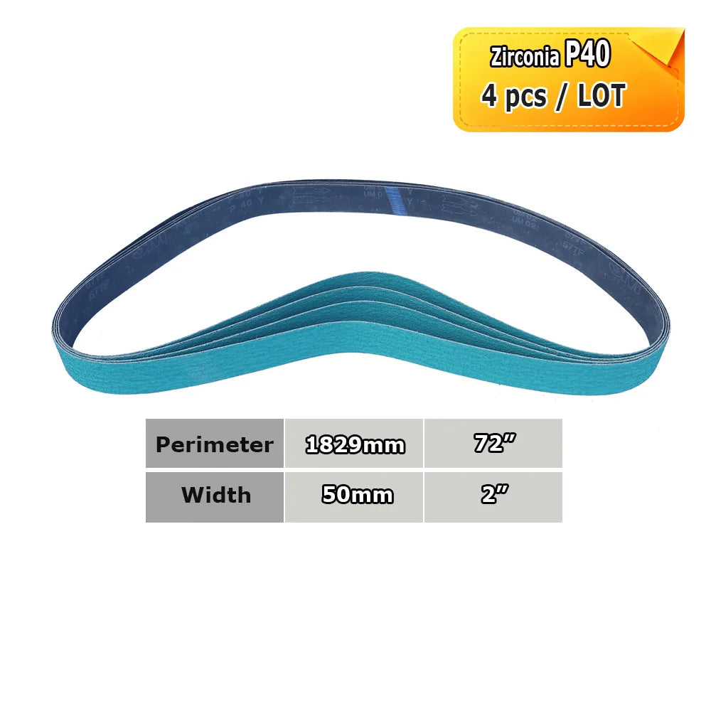 1829x50mm Sanding Bands 2x72 Knife Grinder Accessories, Ceramic, Zirconia, Aluminum Oxide for Metal Wood Grinding Polishing