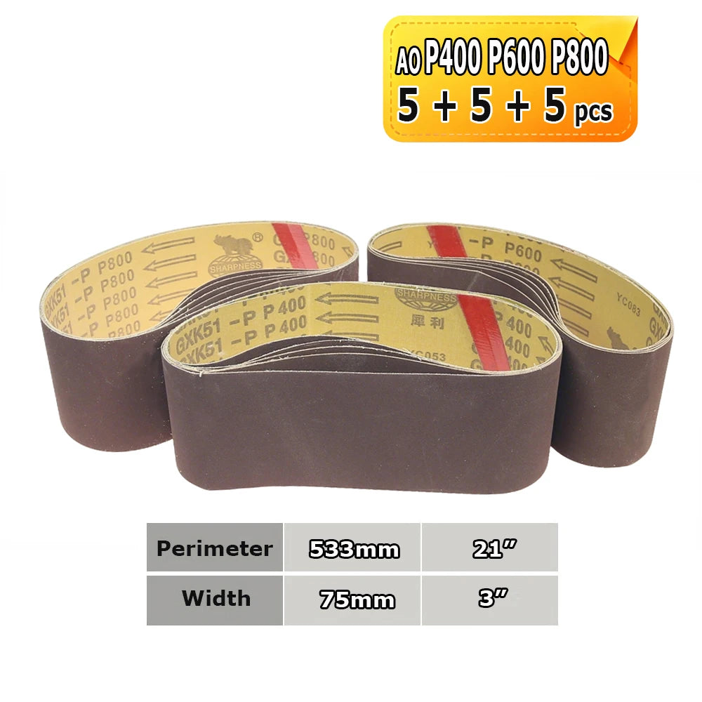 3" x 21" Belt Sander Sanding Bands 533x75mm Abrasive Grinding Belts Ceramic P36 - AO P1500, A3 - A65, Zirconia, Non-woven, Felt