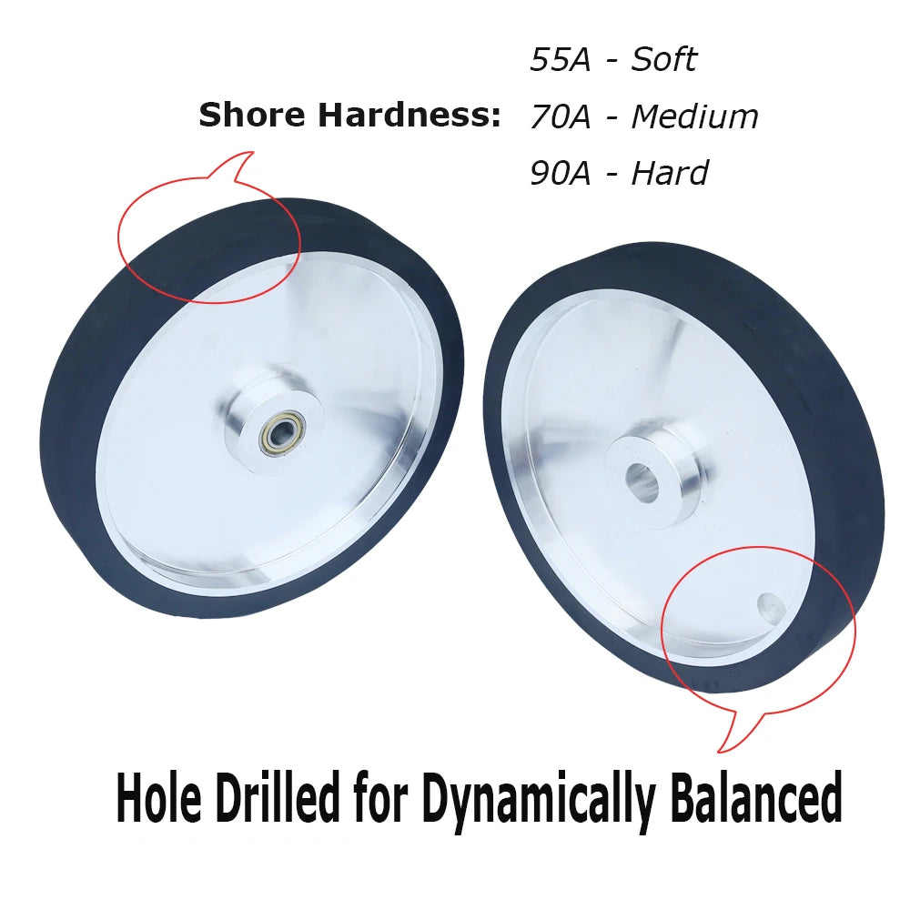 14"x2" Solid Rubber Contact Wheel 90A 70A 55A 350x50mm Belt Grinder Sander Tracking Idler wheel