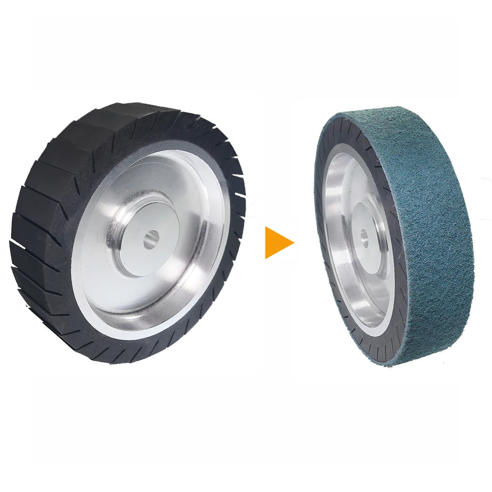 200x50mm 8” Rubber Expander Polishing Wheel with 630x50mm Sanding Sleeves Zirconia Nylon Fiber for Metal Grinding Wire Drawing