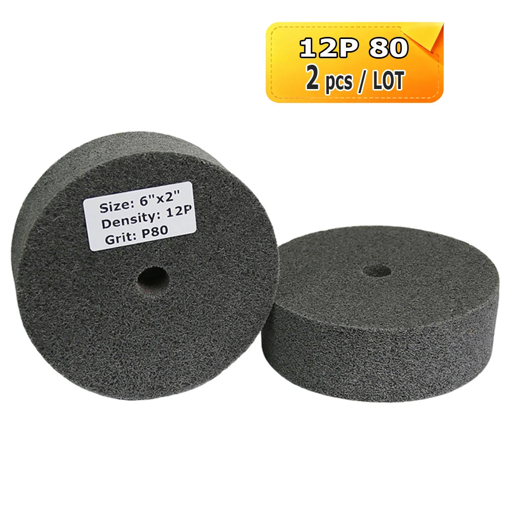 6 Inch Nylon Polishing Wheel 150x50mm Non-Woven Abrasive Buffing Pad for Metal Stainless Steel Aluminum Surface Finishing