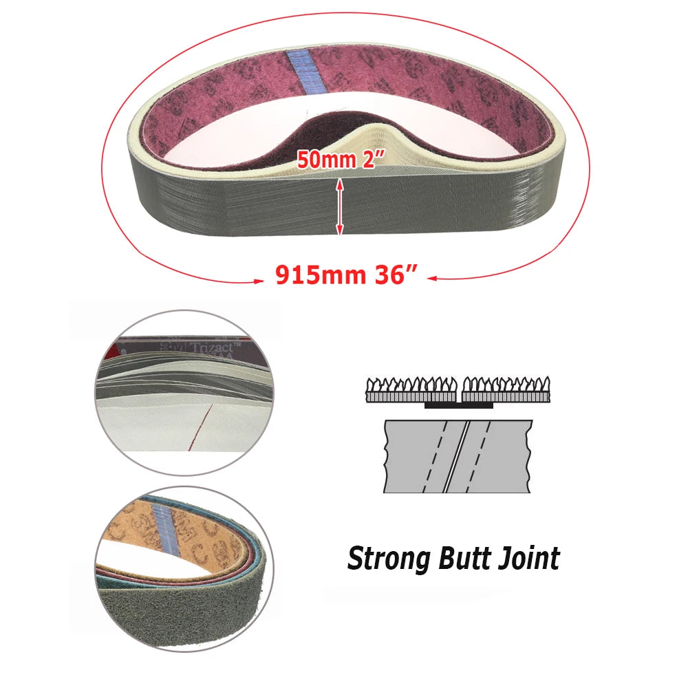915x50mm Sanding Polishing Belts 2x36“ Abrasive Bands, Non-woven Nylon Fiber, Wool Felt, 305EA A3 A5, 237AA A6 A16 A30 A65