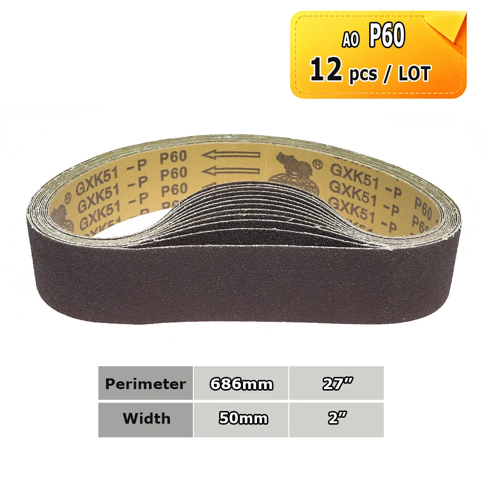 Sanding Belts 50x686mm 2"x27" Zirconia Ceramic AO Abrasive Bands P36-P1500 for Knife Stainless Grinding Woodworking Polishing