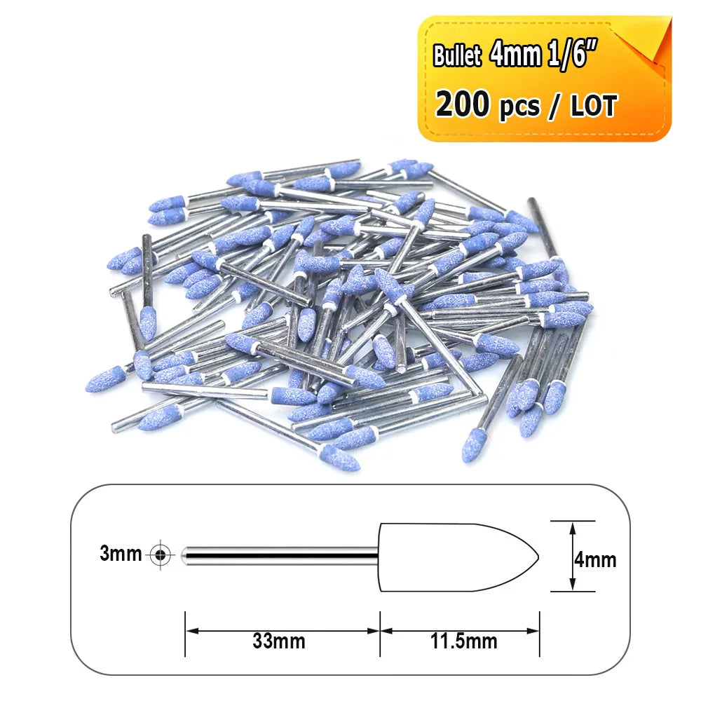 Dia. 4mm-12mm Blue Corundum Grinding Head 3mm Shank Mounted Polishing Points for Steel Molds Rust Removal Repairing