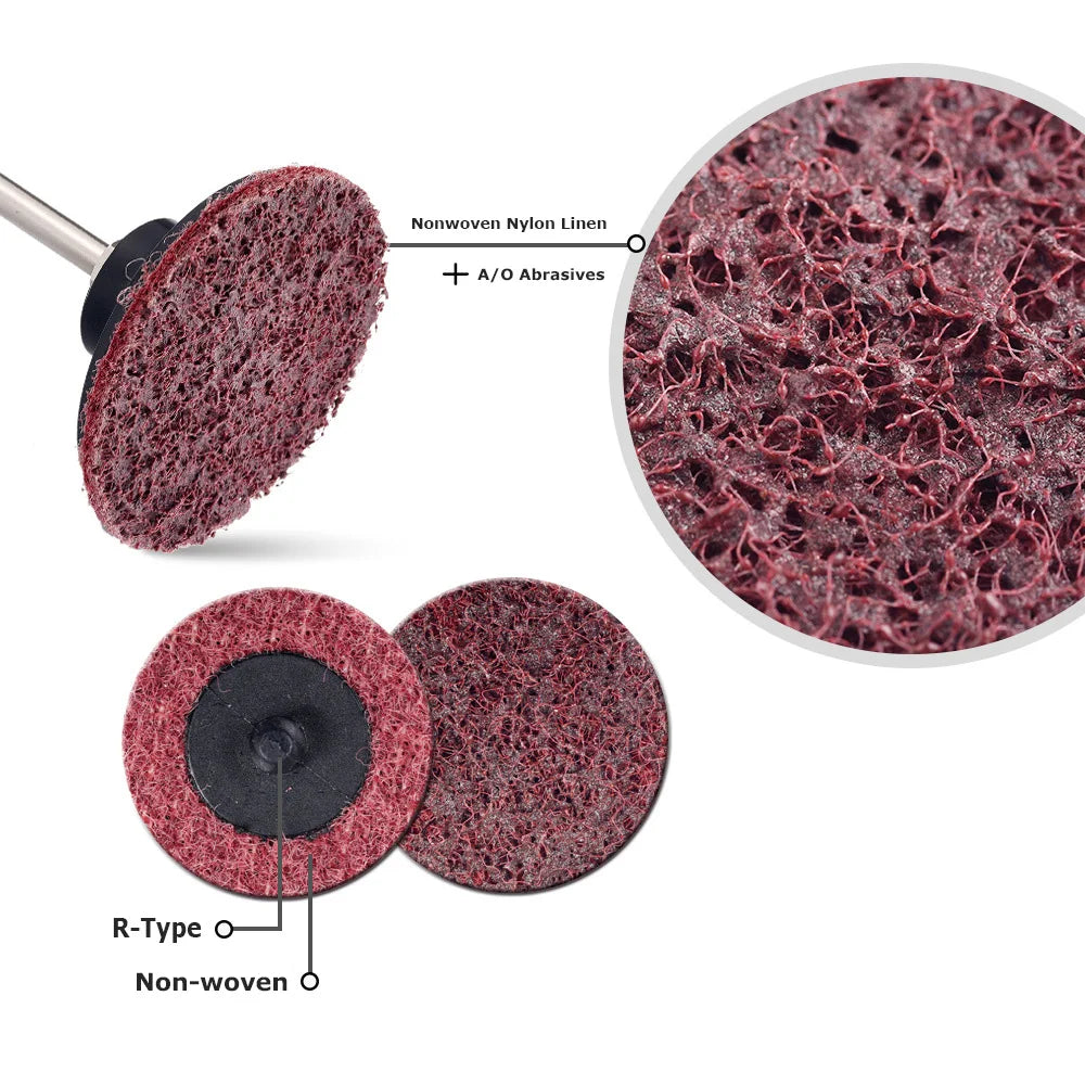 2"/3" R-Type Quick Change Non-woven Nylon Linen Abrasive Sanding Disc for Metal Deburring Finishing Brushing Polishing