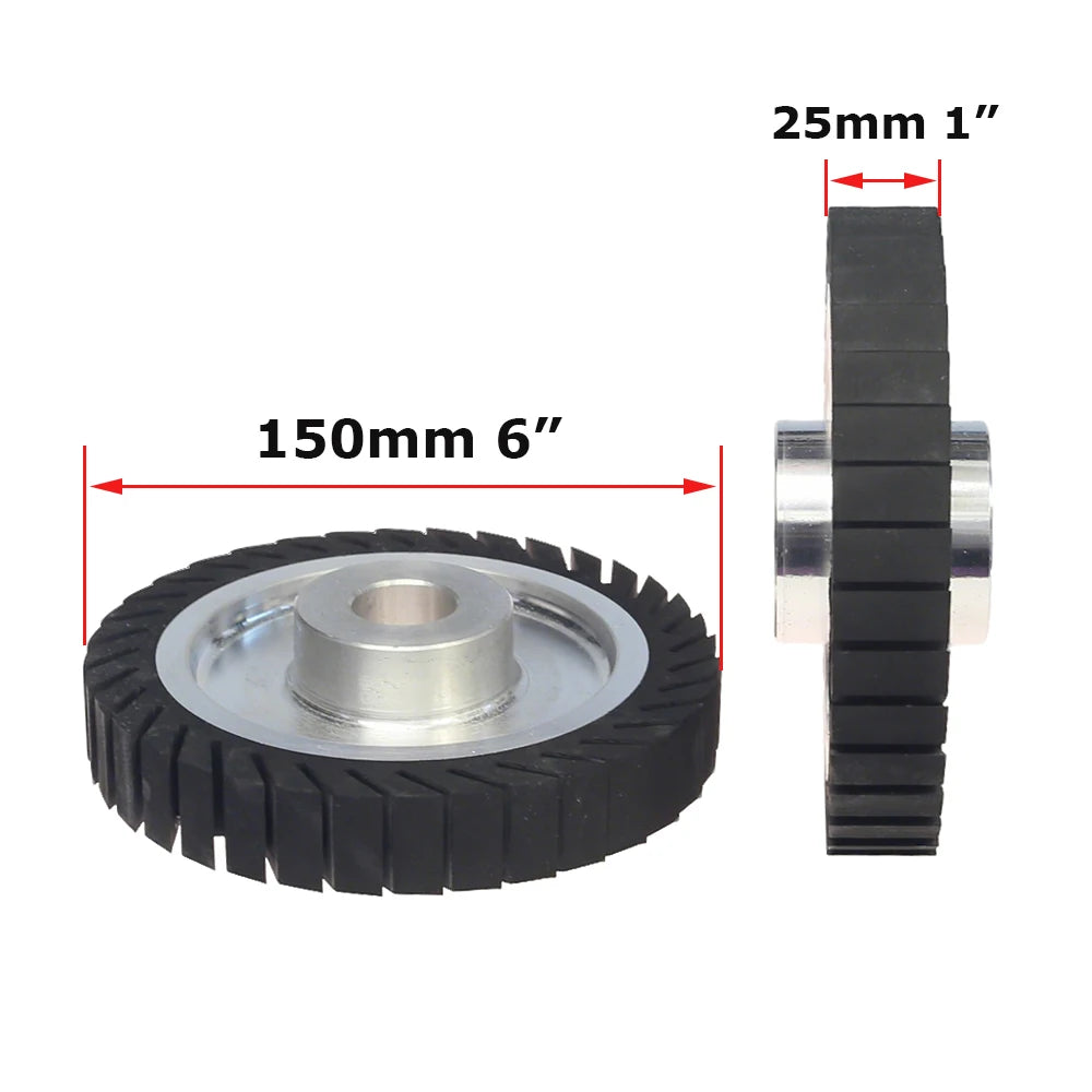6“ 150x50mm/25mm Expander Wheel Rubber Polishing Wheel with 473x50mm Sanding Sleeves P40-P800 for Metal Grinding Woodworking