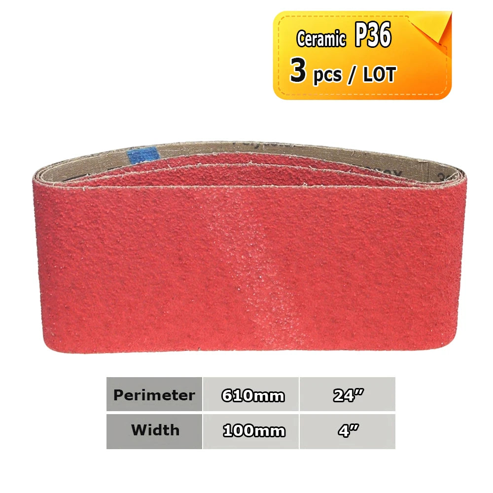 610x100mm Sanding Belts Zirconia Ceramic Aluminum Oxide Abrasive Bands 24"x3.9" for Knife Steel Wood Grinding Polishing
