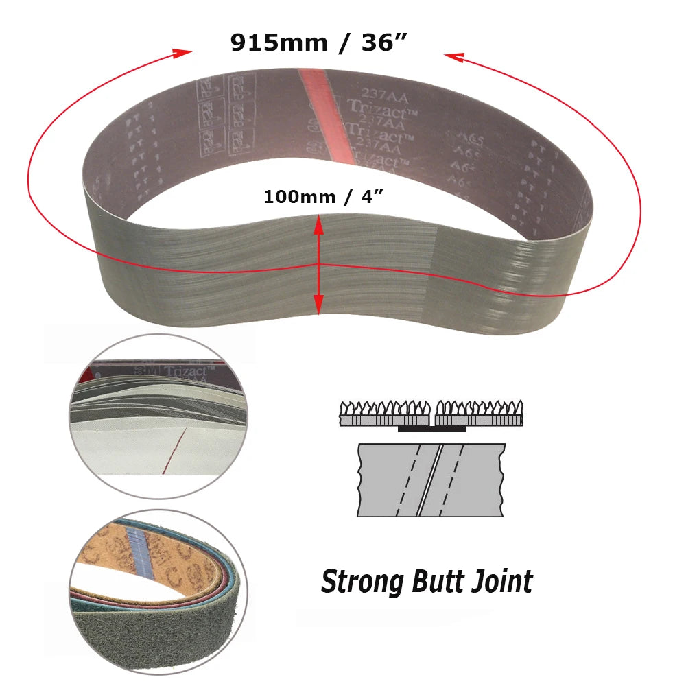 915x100mm Abrasive Sanding Belts 4"x36" Polishing Bands, Non-woven Nylon Fiber, Wool Felt, 305EA A3 A5, 237AA A6 A16 A30 A65
