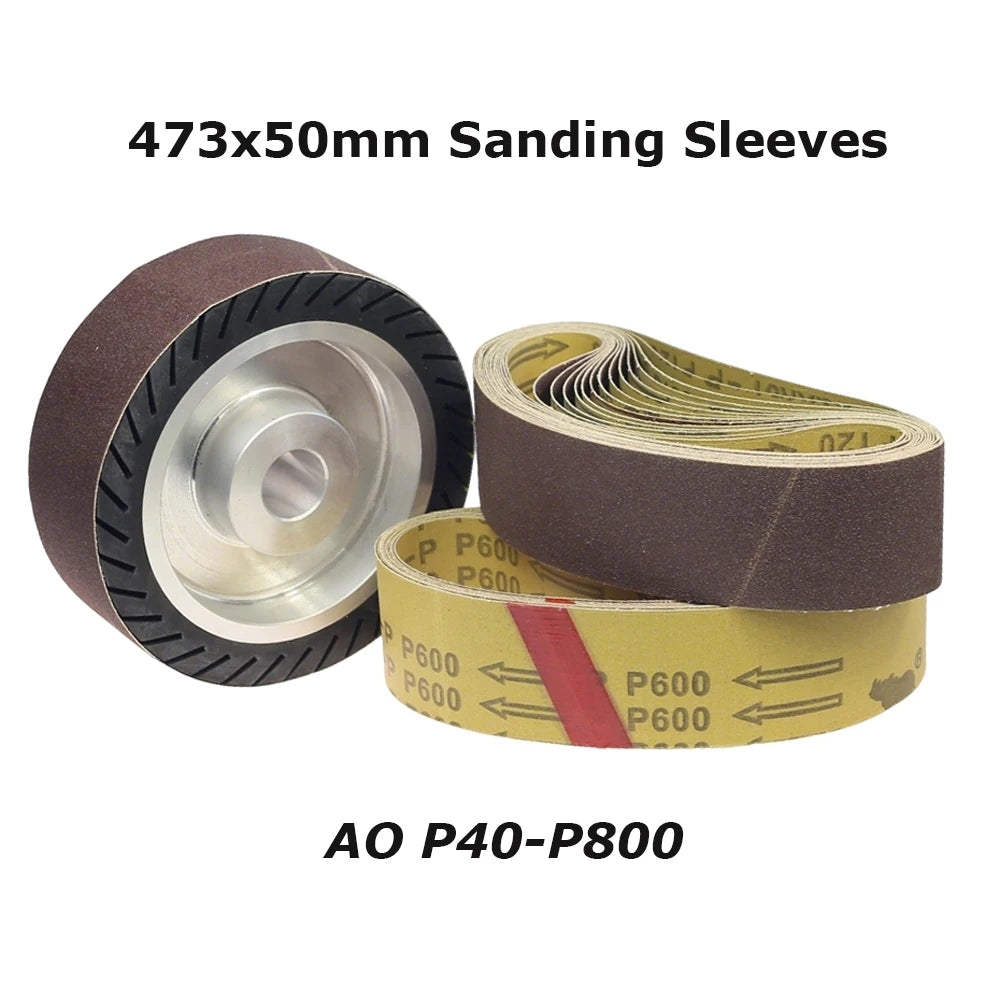 6“ 150x50mm/25mm Expander Wheel Rubber Polishing Wheel with 473x50mm Sanding Sleeves P40-P800 for Metal Grinding Woodworking