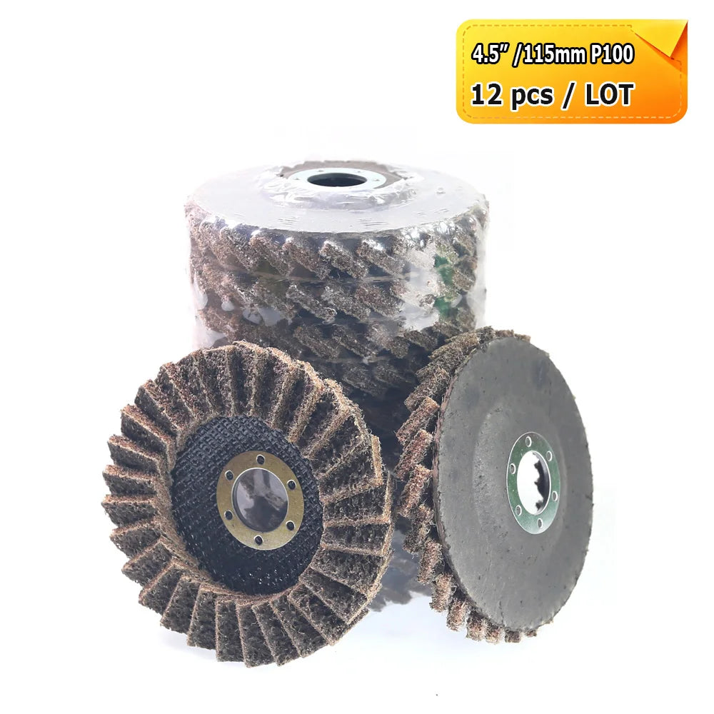 4.5" 115mm Angle Grinder Flap Grinding Discs Abrasive Wheels Non-woven, Nylon Fiber, Zirconia, Felt, Poly Strip