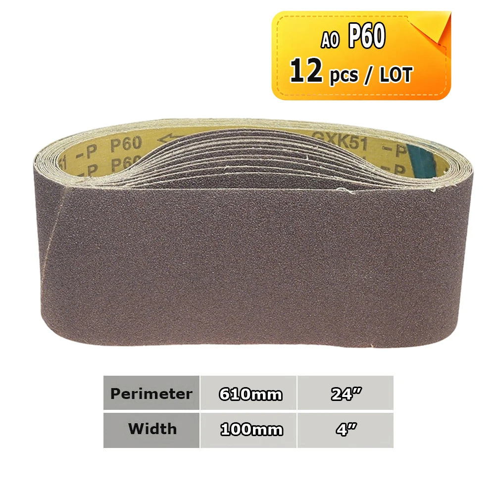 610x100mm Sanding Belts Zirconia Ceramic Aluminum Oxide Abrasive Bands 24"x3.9" for Knife Steel Wood Grinding Polishing