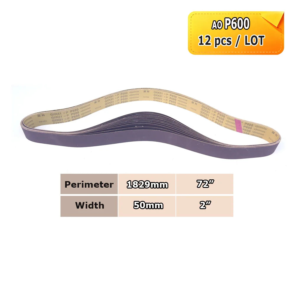 1829x50mm Sanding Bands 2x72 Knife Grinder Accessories, Ceramic, Zirconia, Aluminum Oxide for Metal Wood Grinding Polishing