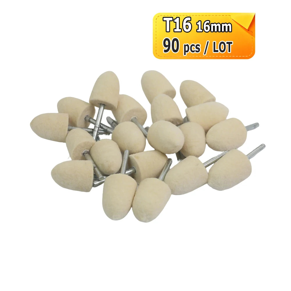 Dia. 12-20mm Felt Bobs 3mm shank Mounted Polishing Grinding Heads for Mold Jewelry Handicrafts Mirror Finish