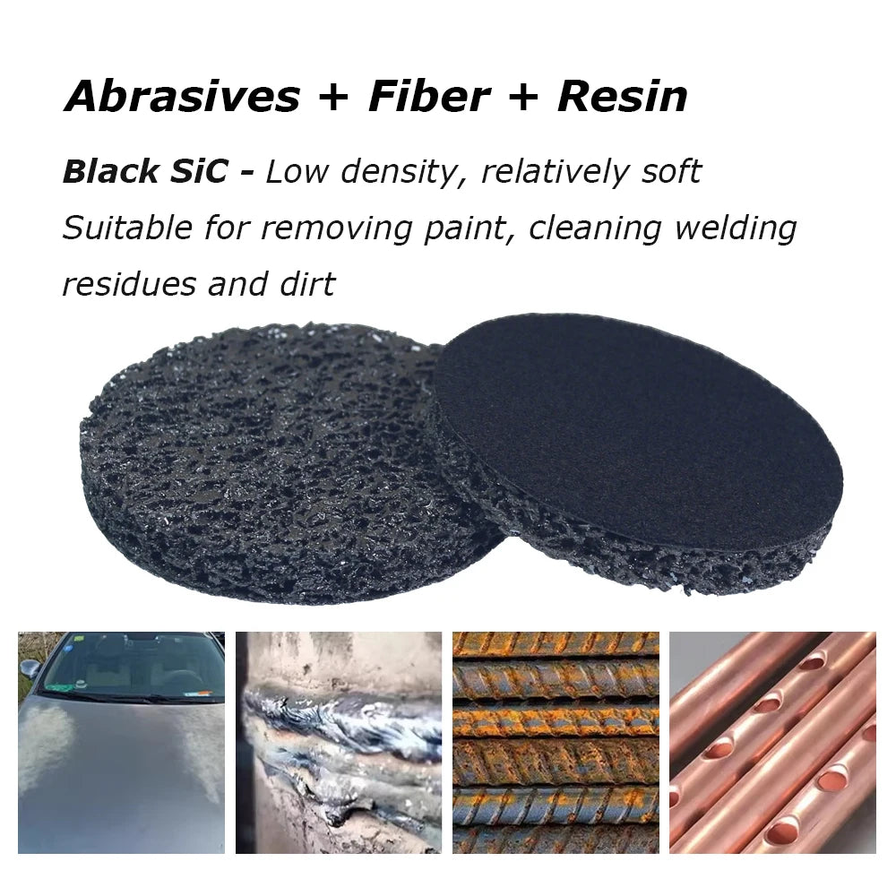 2" - 7" Abrasive Sanding Discs Black Poly Strip P36 Non-woven Polishing Pad P180 P320 P600 Wool Felt Buffing Disk Wax