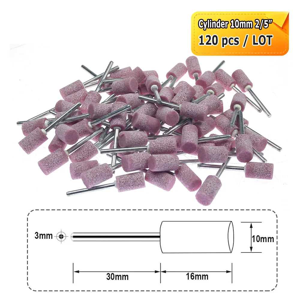 Dia. 4mm-12mm Red Corundum Grinding Stone Heads 3mm Shank Mounted Abrasive Wheel Metal Deburring Mould Polishing Dressing
