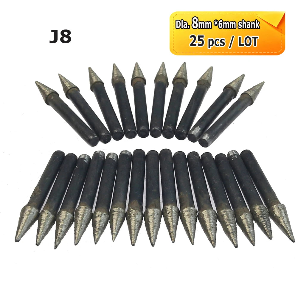 Sintered Diamond Grinding Heads 6mm Shank Mounted Bits for Stone Lettering Engraving Carving Cutting Polishing