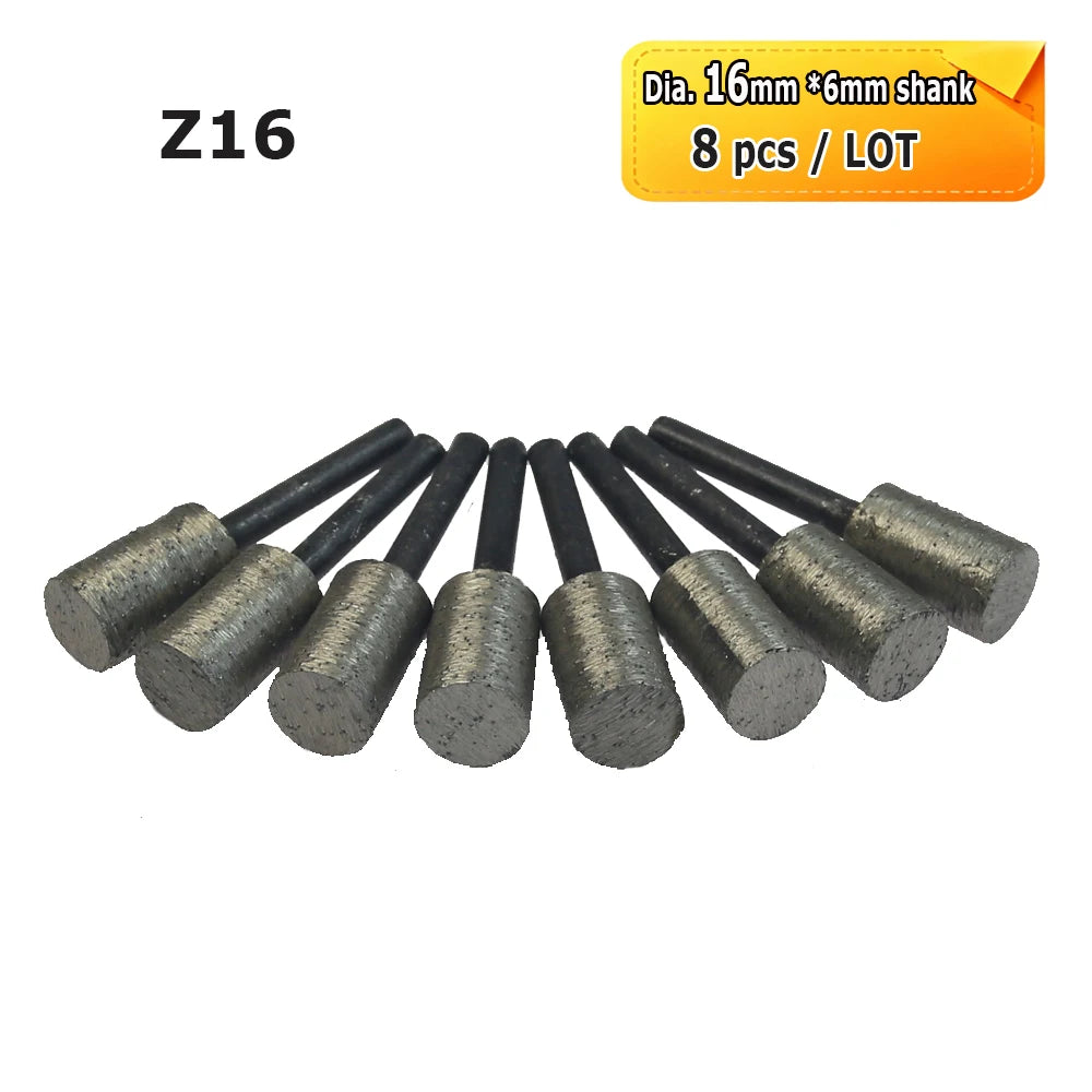 Sintered Diamond Grinding Heads 6mm Shank Mounted Bits for Stone Lettering Engraving Carving Cutting Polishing