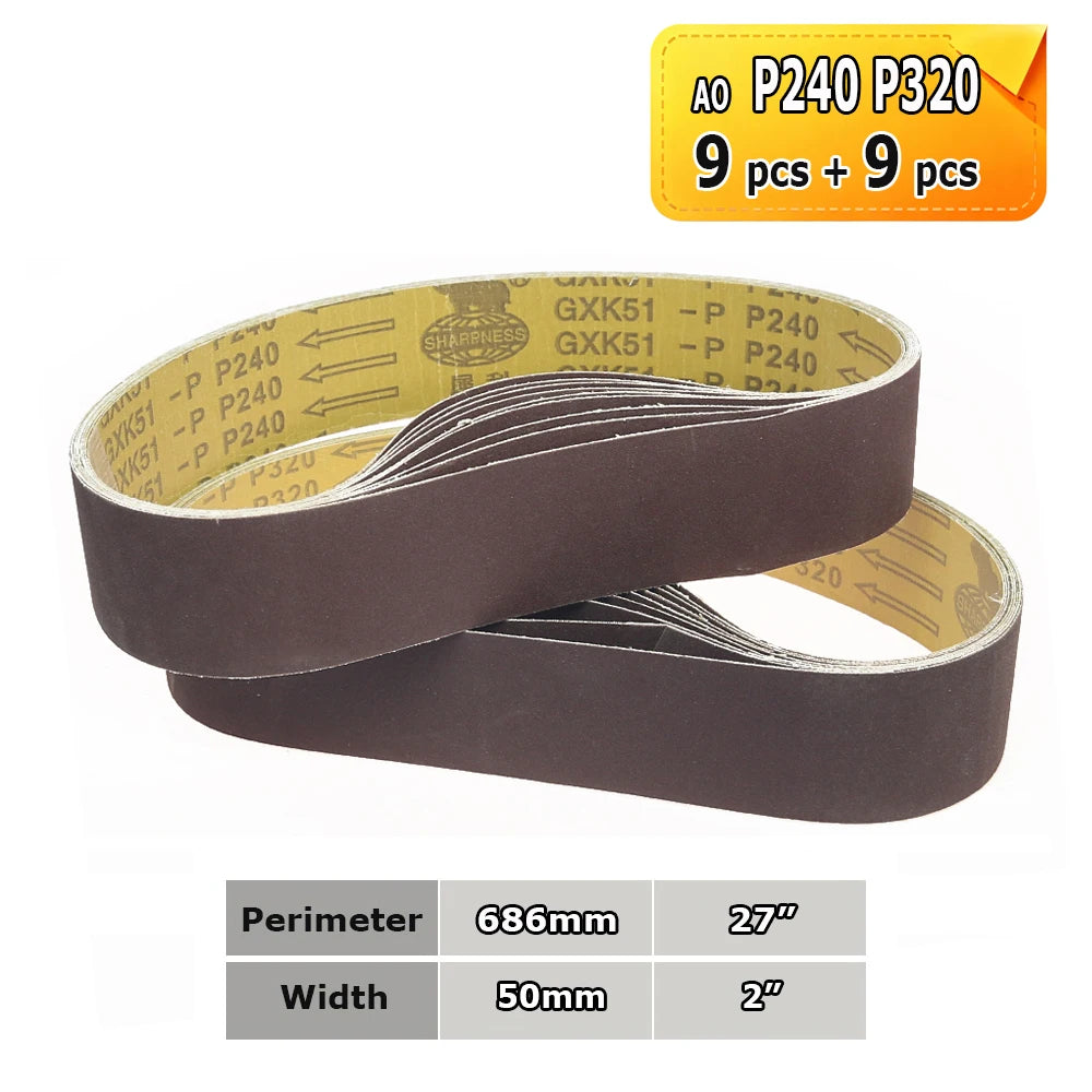Sanding Belts 50x686mm 2"x27" Zirconia Ceramic AO Abrasive Bands P36-P1500 for Knife Stainless Grinding Woodworking Polishing