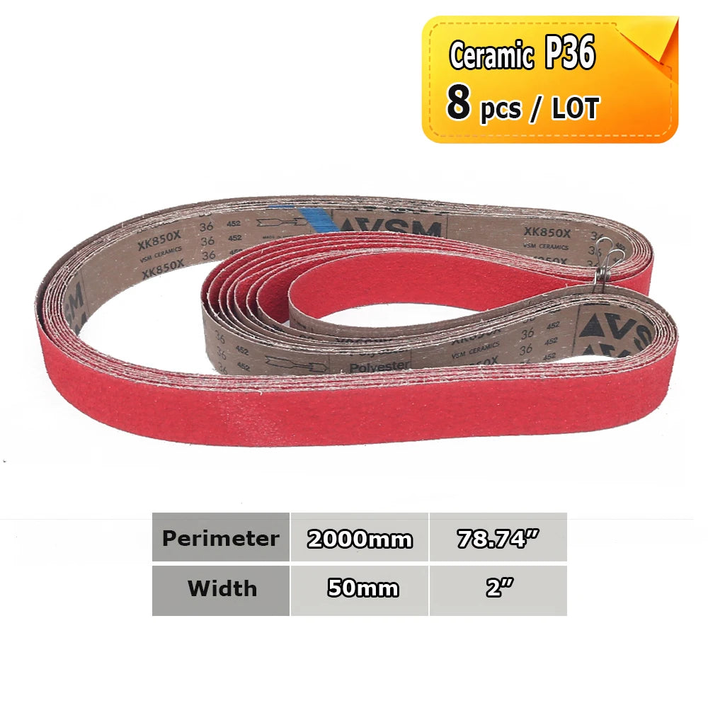 Sanding Belts 50x2000mm Knife Making Abrasive Bands Ceramic Zirconia Aluminum Oxide P36-P1500