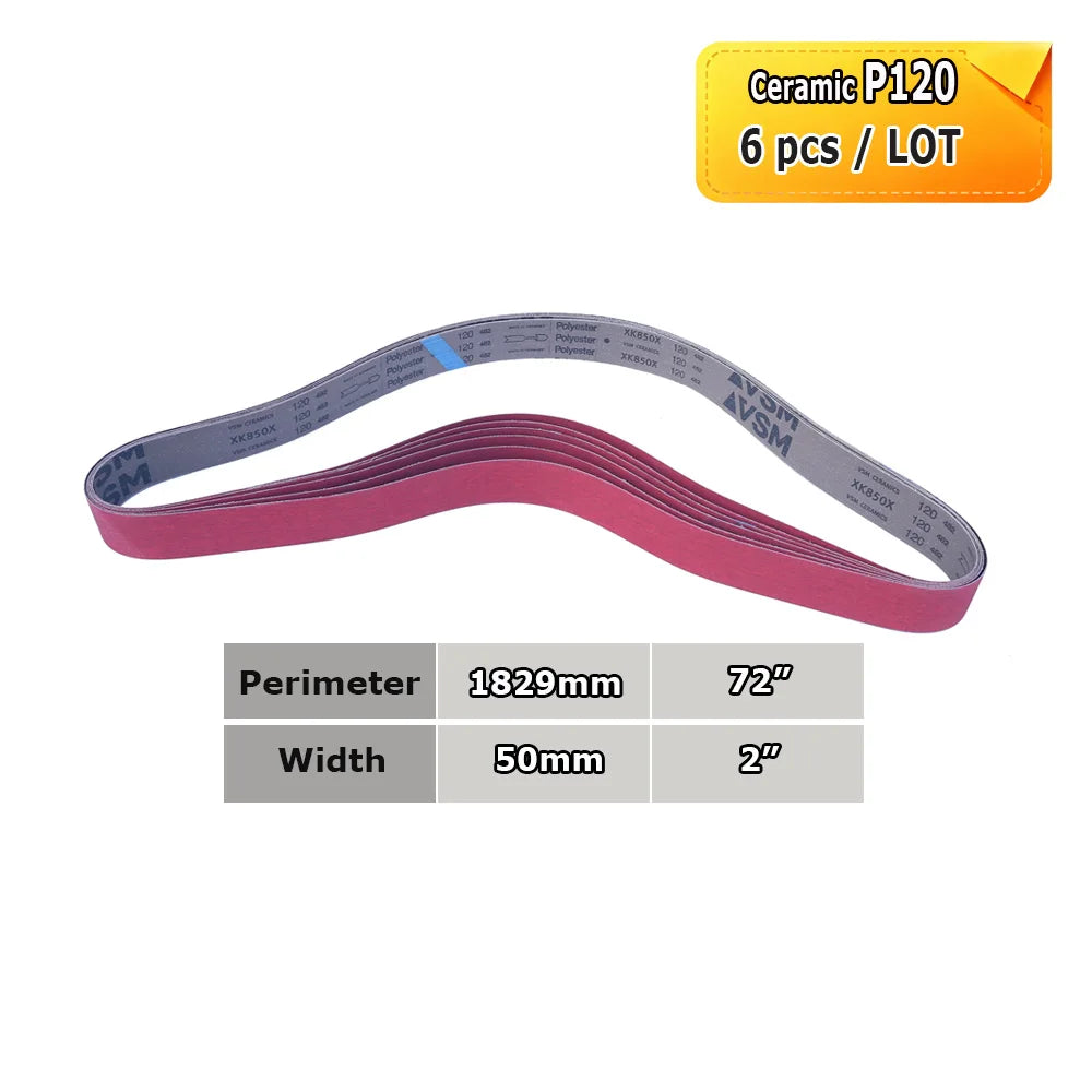 1829x50mm Sanding Bands 2x72 Knife Grinder Accessories, Ceramic, Zirconia, Aluminum Oxide for Metal Wood Grinding Polishing