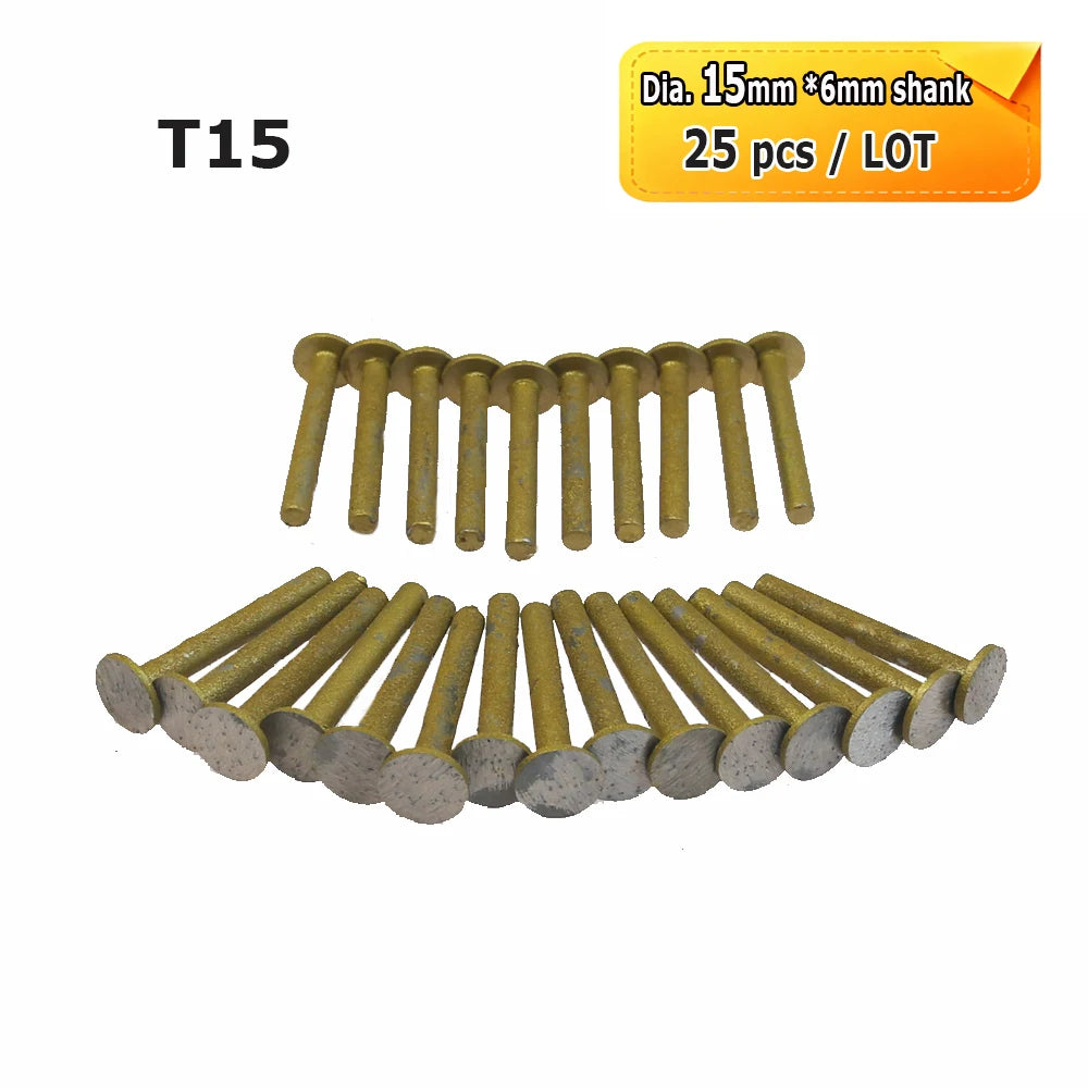 Sintered Diamond Grinding Heads 6mm Shank Mounted Bits for Stone Lettering Engraving Carving Cutting Polishing