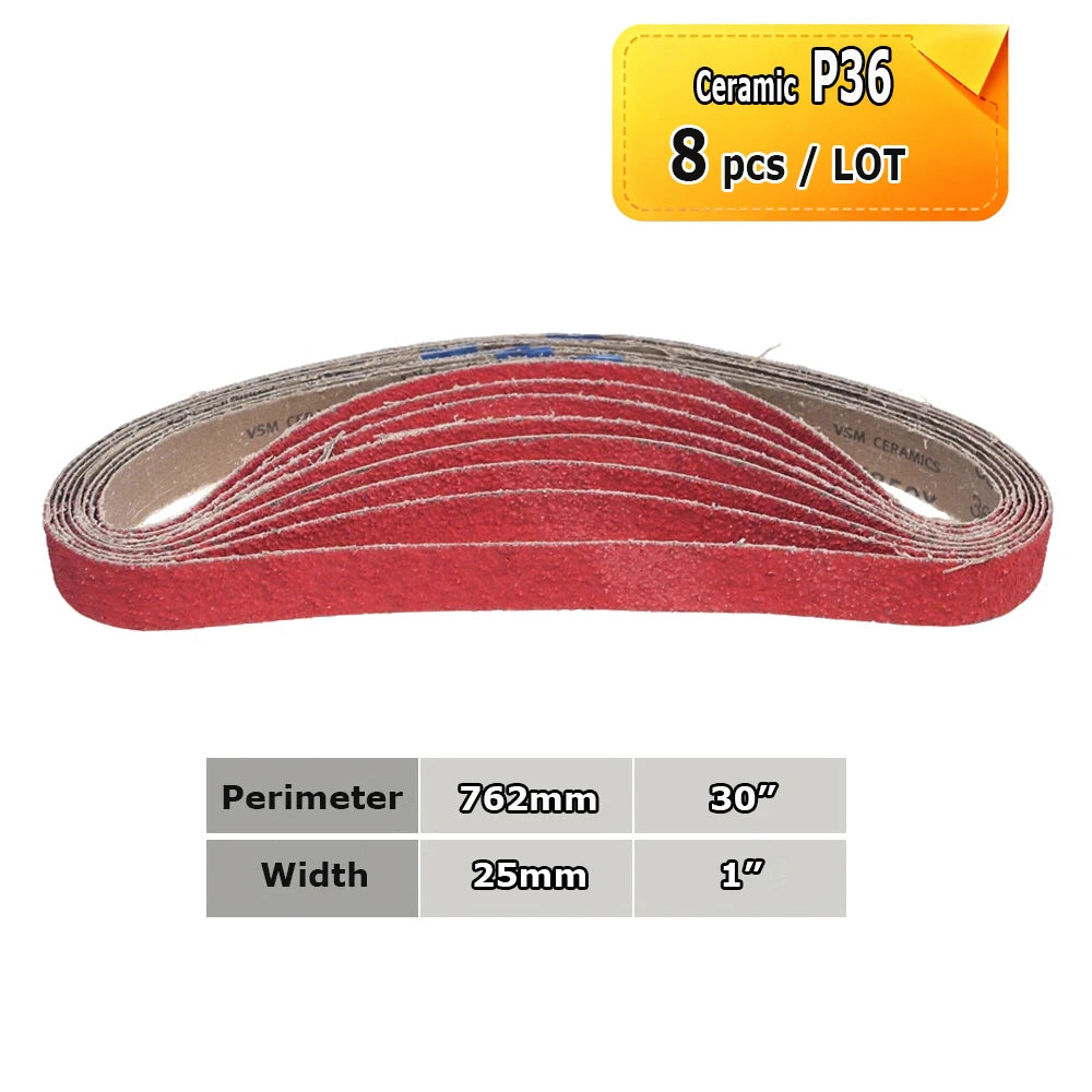 762x25mm Abrasive Sanding Belts 1x30 inch Belt Sander Bands Ceramic P36 - AO P1500, A3 - A65, Zirconia, Non-woven, Felt