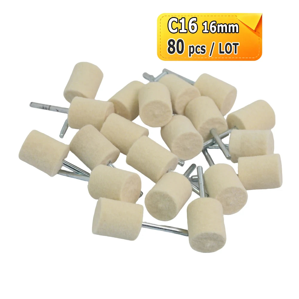 Dia. 12-20mm Felt Bobs 3mm shank Mounted Polishing Grinding Heads for Mold Jewelry Handicrafts Mirror Finish