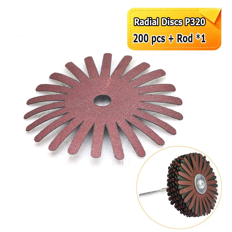3"/80mm Radial Sanding Cloth Strips Discs Drill Polishing Wheel Brush for Wood Carving