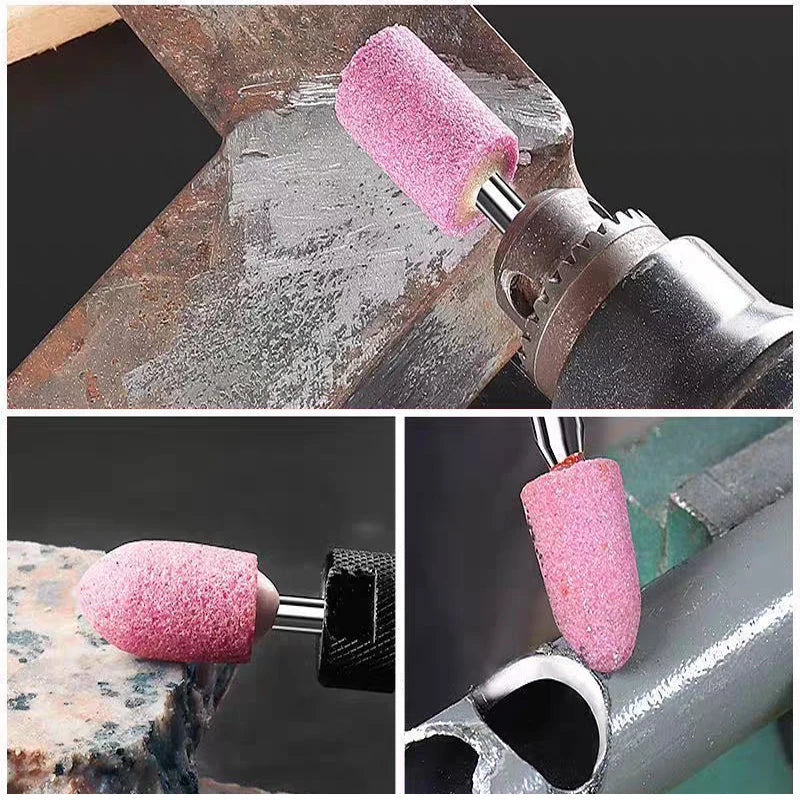 Dia. 4mm-12mm Red Corundum Grinding Stone Heads 3mm Shank Mounted Abrasive Wheel Metal Deburring Mould Polishing Dressing