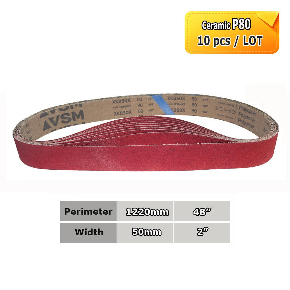 1220x50mm Abrasive Sanding Belts 2x48", Ceramic, Zirconia, Aluminum Oxide for Metal Wood Grinding Polishing
