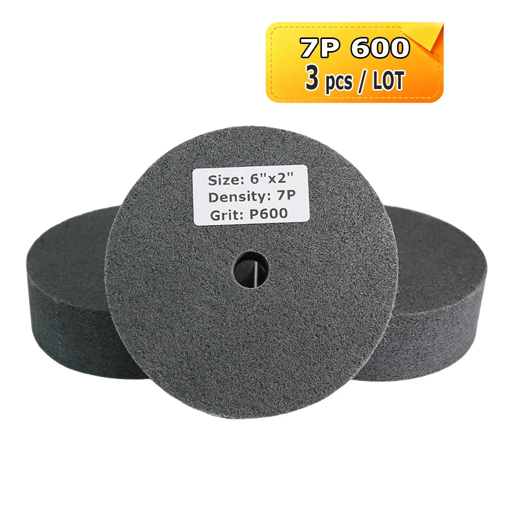 6 Inch Nylon Polishing Wheel 150x50mm Non-Woven Abrasive Buffing Pad for Metal Stainless Steel Aluminum Surface Finishing